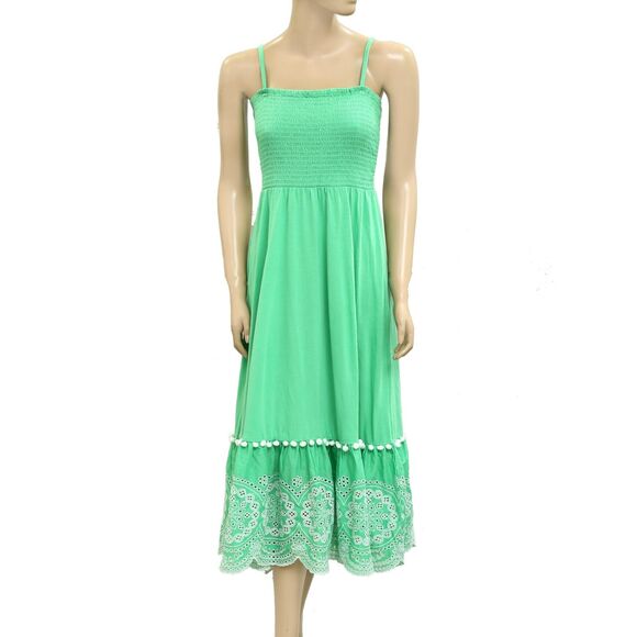 Lilly Pulitzer Modesto Smocked Midi Dress Eyelet Embroidered Cotton XS 282264 - Picture 3 of 7